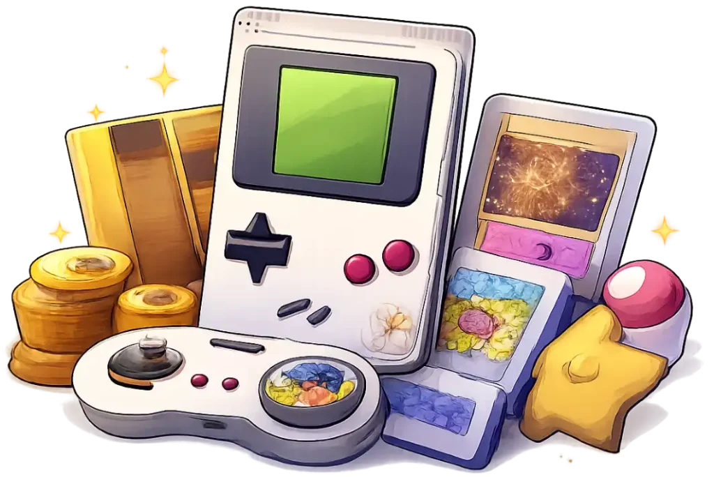 Consola vintage genérica y accesorios clásicos representando el coleccionismo gamer retro