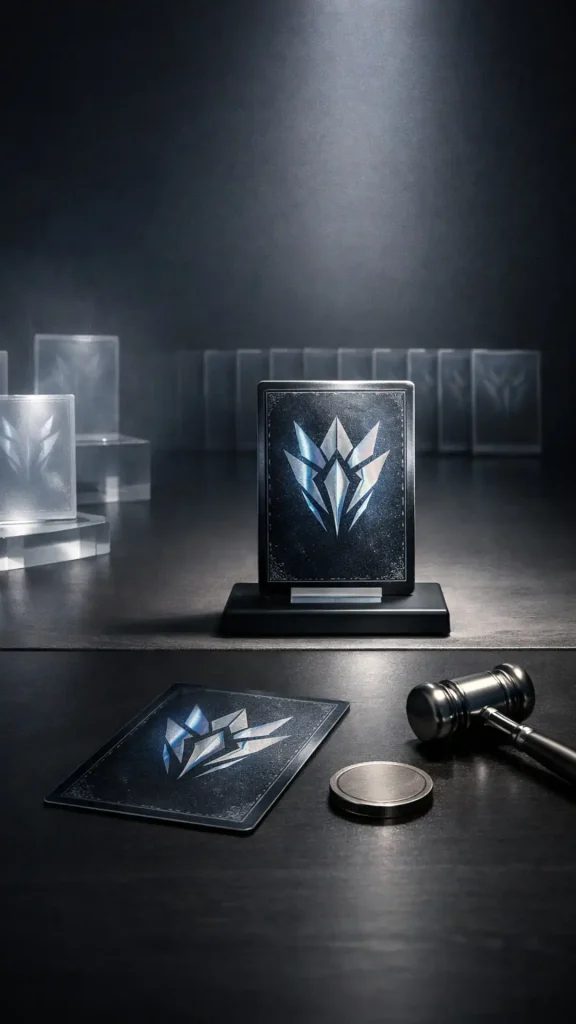 Espacio editorial donde se evalúa una carta coleccionable utilizando precios realizados, simbolizando una valoración basada en evidencia y el descubrimiento profesional de precios en el mercado de coleccionables.