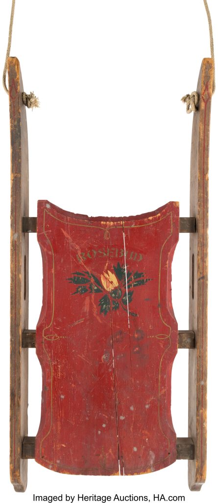 Original Rosebud sled prop from Citizen Kane (1941), sold in public auction in July 2025 for 14.75 million dollars