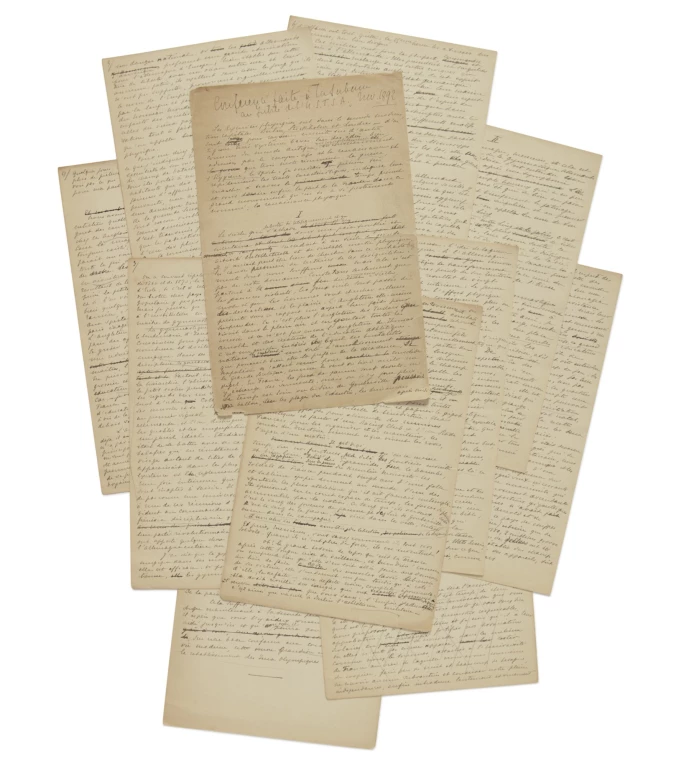 Páginas manuscritas originales del Manifiesto Olímpico redactado por Pierre de Coubertin en 1892, considerado el documento fundacional de los Juegos Olímpicos modernos.