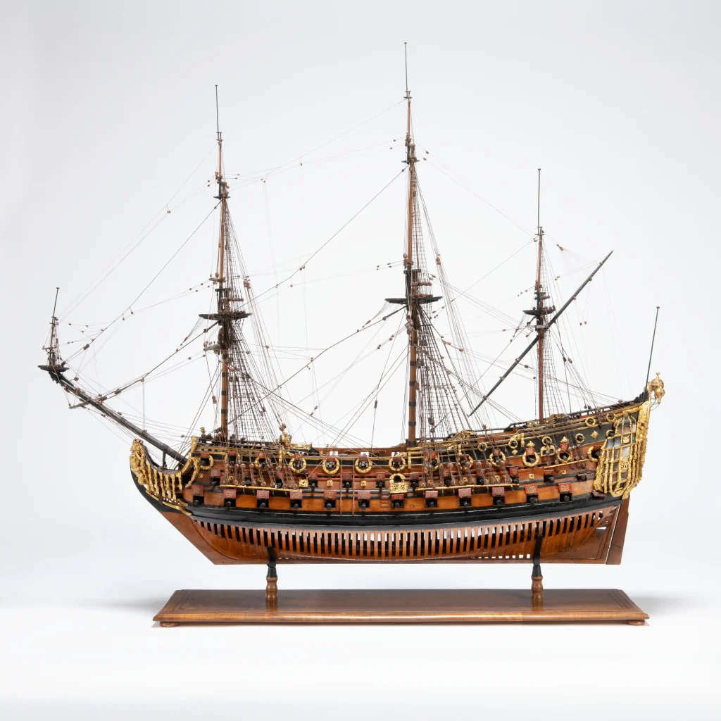 Modelo naval a escala 1:48 del HMS Coronation, construido hacia 1685 y atribuido a Isaac Betts y su taller.
